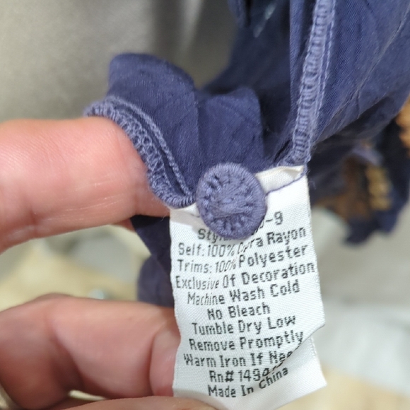 Johnny Was Embroidered Navy and Gold Open Front Jacket - Picture 10 of 13